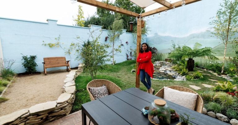 Before and after as small Meath garden turns into gorgeous space with pergola and stream