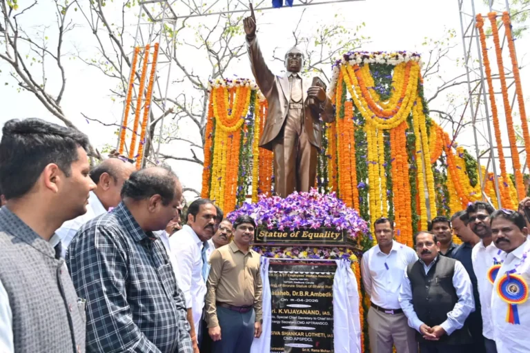 Bronze Statue of Ambedkar Unveiled at APSPDCL Office in Nellore